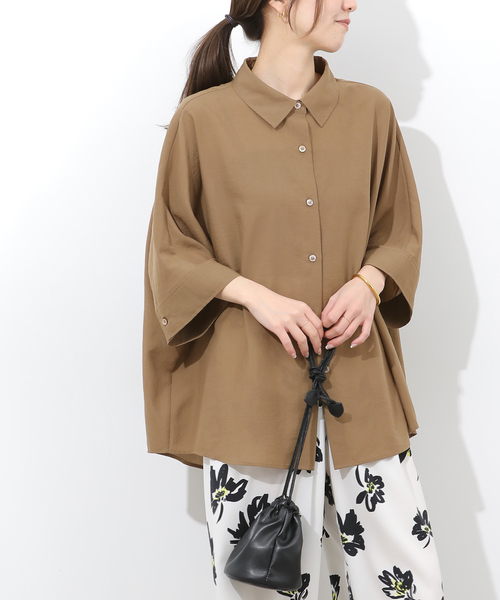 JOURNAL STANDARD relume(ジャーナルスタンダード レリューム)の「ハーフスリーブポンチョシャツ(シャツ/ブラウス・レディース・ブルー系その他/ブラウン/ホワイト・FREE)」の16枚目の写真