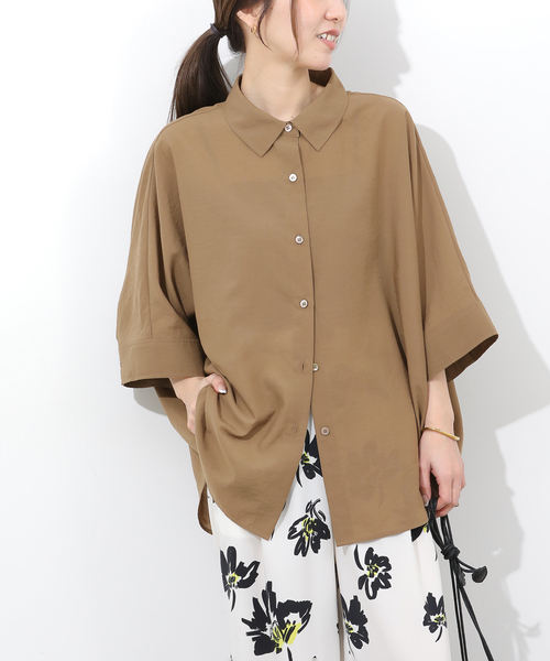 JOURNAL STANDARD relume(ジャーナルスタンダード レリューム)の「ハーフスリーブポンチョシャツ(シャツ/ブラウス・レディース・ブルー系その他/ブラウン/ホワイト・FREE)」の17枚目の写真