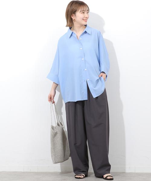 JOURNAL STANDARD relume(ジャーナルスタンダード レリューム)の「ハーフスリーブポンチョシャツ(シャツ/ブラウス・レディース・ブルー系その他/ブラウン/ホワイト・FREE)」の20枚目の写真