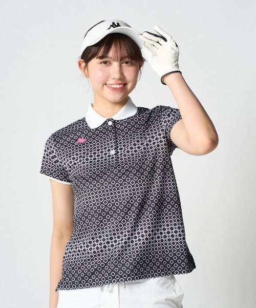 Kappa(カッパ)の「【Kappa/カッパ】レディース半袖ポロシャツ 吸汗速乾 UVカット 接触冷感 ゴルフ(シャツ/ブラウス・レディース・ブラック/ホワイト/ピンク/グリーン・X-LARGE/LARGE/MEDIUM)」の2枚目の写真