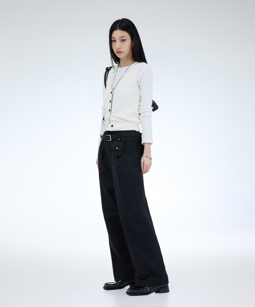 PORTERNA(ポルテナ)の「CLASSIC TWO TUCK SLACKS-2COLOR(スラックス・レディース・チャコールグレー/ブラック・SMALL/MEDIUM)」の6枚目の写真