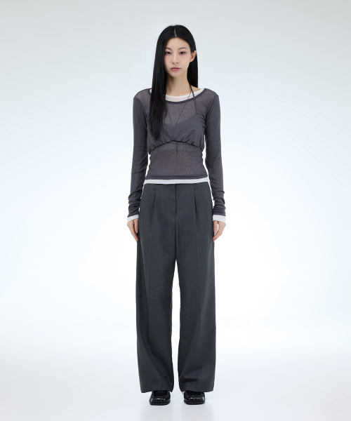 PORTERNA(ポルテナ)の「CLASSIC TWO TUCK SLACKS-2COLOR(スラックス・レディース・チャコールグレー/ブラック・SMALL/MEDIUM)」の10枚目の写真