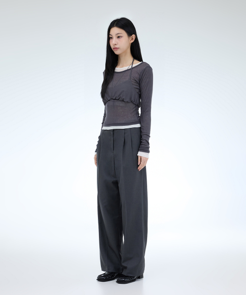 PORTERNA(ポルテナ)の「CLASSIC TWO TUCK SLACKS-2COLOR(スラックス・レディース・チャコールグレー/ブラック・SMALL/MEDIUM)」の11枚目の写真