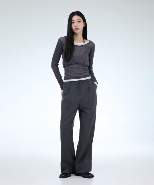 PORTERNA(ポルテナ)の「CLASSIC TWO TUCK SLACKS-2COLOR(スラックス・レディース・チャコールグレー/ブラック・SMALL/MEDIUM)」の12枚目の写真