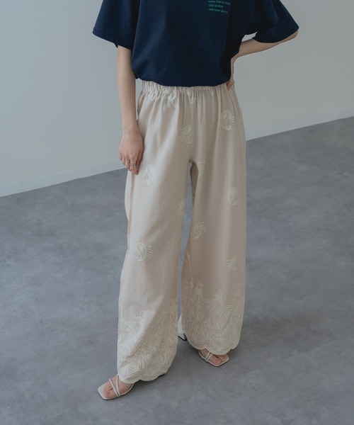 refinedworks（リファインドワークス）の「【refinedworks】夏 の装いにぴったりな 刺繍 コットン パンツ（その他パンツ・レディース・アイボリー/ブラック/ブラウン・FREE）」の6枚目の写真