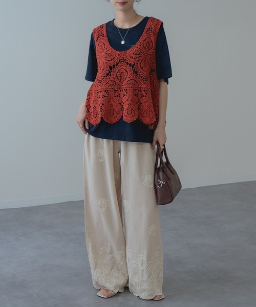 refinedworks（リファインドワークス）の「【refinedworks】夏 の装いにぴったりな 刺繍 コットン パンツ（その他パンツ・レディース・アイボリー/ブラック/ブラウン・FREE）」の12枚目の写真