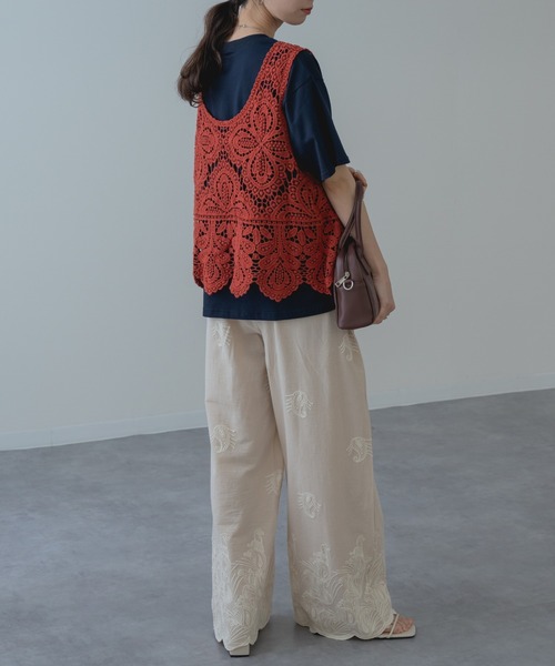refinedworks（リファインドワークス）の「【refinedworks】夏 の装いにぴったりな 刺繍 コットン パンツ（その他パンツ・レディース・アイボリー/ブラック/ブラウン・FREE）」の14枚目の写真