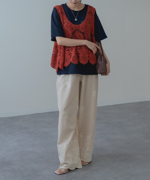 refinedworks（リファインドワークス）の「【refinedworks】夏 の装いにぴったりな 刺繍 コットン パンツ（その他パンツ・レディース・アイボリー/ブラック/ブラウン・FREE）」の16枚目の写真