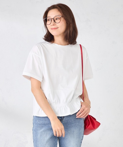 GALLORIA（ギャローリア）の「裾シャーリングプルオーバー（Tシャツ/カットソー・レディース・ネイビー/イエロー/ホワイト・S/M/LL/L）」の2枚目の写真
