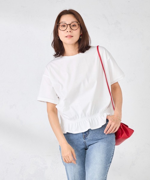 GALLORIA（ギャローリア）の「裾シャーリングプルオーバー（Tシャツ/カットソー・レディース・ネイビー/イエロー/ホワイト・S/M/LL/L）」の4枚目の写真