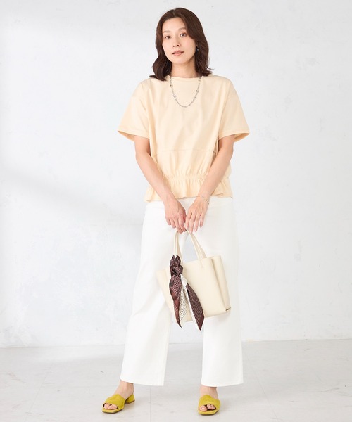 GALLORIA（ギャローリア）の「裾シャーリングプルオーバー（Tシャツ/カットソー・レディース・ネイビー/イエロー/ホワイト・S/M/LL/L）」の12枚目の写真