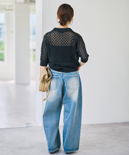 Spick & Span(スピックアンドスパン)の「透かし編み ポロシャツニットカーディガン(ニット/セーター・レディース・ホワイト/ブラック・FREE)」の20枚目の写真