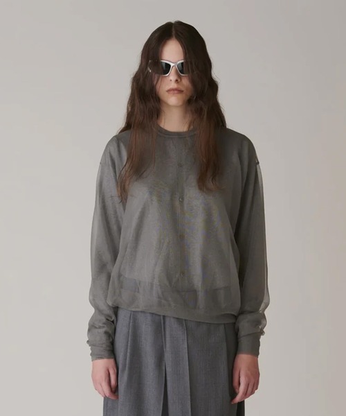 INSCRIRE(アンスクリア)の「【INSCRIRE/アンスクリア】Sheer Pull Over Knit/シアープルオーバーニット(Tシャツ/カットソー・レディース・グレー/レッド/ピンク・FREE)」の4枚目の写真