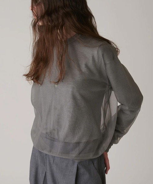 INSCRIRE(アンスクリア)の「【INSCRIRE/アンスクリア】Sheer Pull Over Knit/シアープルオーバーニット(Tシャツ/カットソー・レディース・グレー/レッド/ピンク・FREE)」の5枚目の写真
