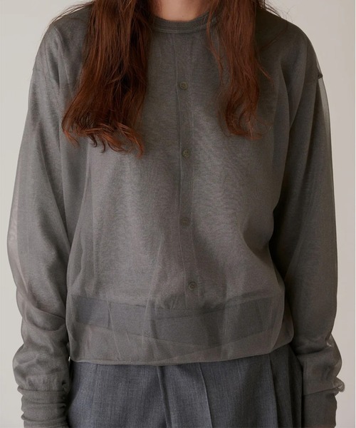 INSCRIRE(アンスクリア)の「【INSCRIRE/アンスクリア】Sheer Pull Over Knit/シアープルオーバーニット(Tシャツ/カットソー・レディース・グレー/レッド/ピンク・FREE)」の6枚目の写真