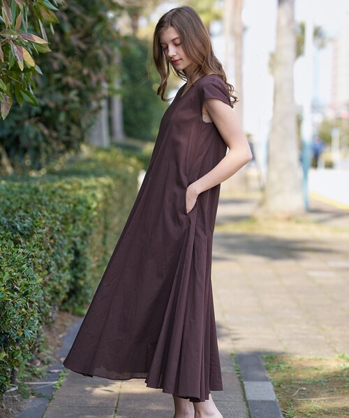 DRESSTERIOR(ドレステリア)の「【きれいめ/ウォッシャブル】コットンローンフレンチスリーブワンピ(ワンピース・レディース・ブラウン系その他/ブルー系その他/オレンジ・38/36)」の11枚目の写真