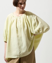 【M/L】【接触冷感】タックギャザーボリュームスリーブブラウス