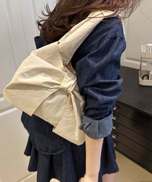 Liaa/リボン ギンガムチェック トートバッグ A18796