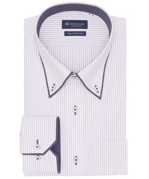 TOKYO SHIRTS(トウキョウシャツ)の「【超形態安定】 形態安定ノンアイロン ボタンダウン 長袖ビジネスワイシャツ (大きいサイズ・長いサイズ)(ビジネスシャツ・メンズ・パープル・首回り41cm-裄丈90cm/首回り45cm-裄丈90cm/首回り45cm-裄丈82cm/首回り39cm-裄丈88cm/首回り42cm-裄丈90cm/首回り47cm-裄丈86cm/首回り47cm-裄丈90cm/首回り43cm-裄丈90cm/首回り45cm-裄丈86cm)」の1枚目の写真