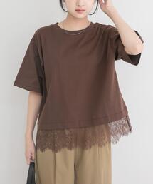 裾レースコンビTシャツ