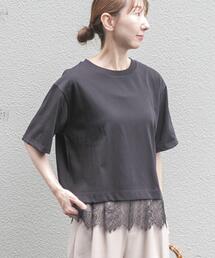 裾レースコンビTシャツ