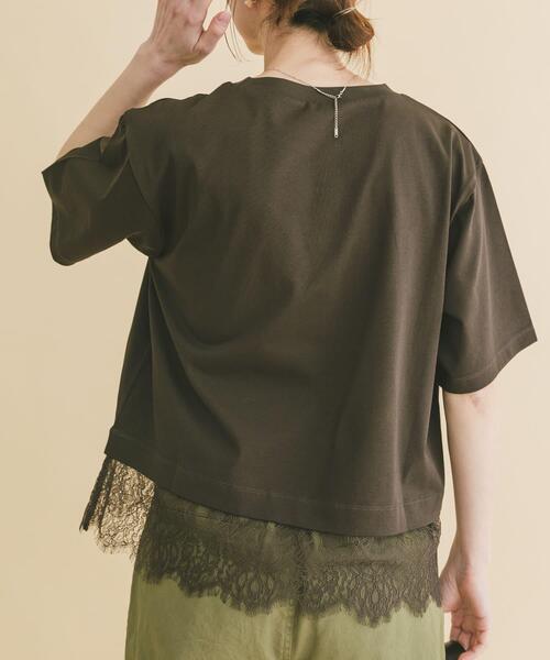 ITEMS URBANRESEARCH（アイテムズ アーバンリサーチ）の「裾レースコンビTシャツ（Tシャツ/カットソー・レディース・ホワイト/ブラウン/ブラック/チャコールグレー・FREE）」の3枚目の写真