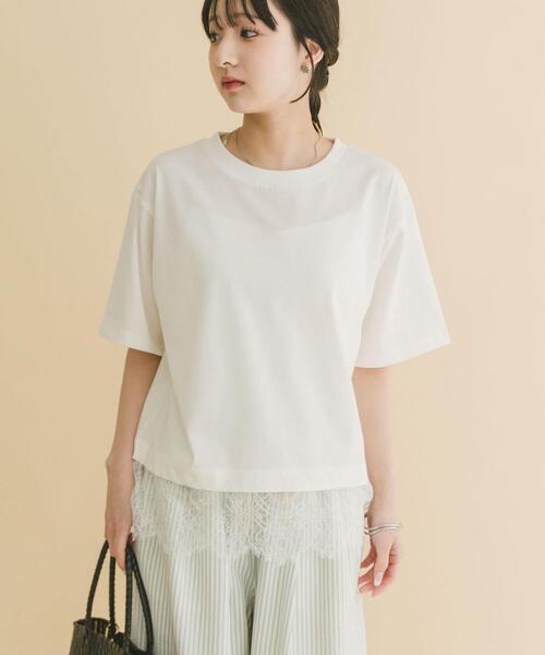 ITEMS URBANRESEARCH（アイテムズ アーバンリサーチ）の「裾レースコンビTシャツ（Tシャツ/カットソー・レディース・ホワイト/ブラウン/ブラック/チャコールグレー・FREE）」の5枚目の写真