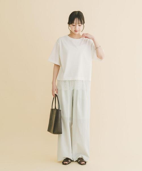 ITEMS URBANRESEARCH（アイテムズ アーバンリサーチ）の「裾レースコンビTシャツ（Tシャツ/カットソー・レディース・ホワイト/ブラウン/ブラック/チャコールグレー・FREE）」の8枚目の写真