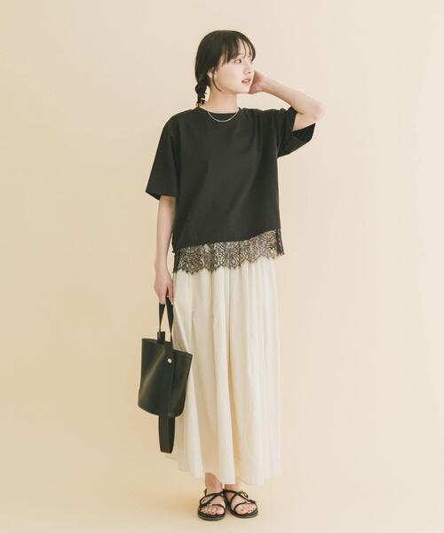 ITEMS URBANRESEARCH（アイテムズ アーバンリサーチ）の「裾レースコンビTシャツ（Tシャツ/カットソー・レディース・ホワイト/ブラウン/ブラック/チャコールグレー・FREE）」の15枚目の写真