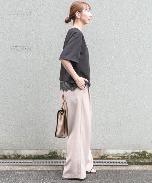ITEMS URBANRESEARCH(アイテムズ アーバンリサーチ)の「裾レースコンビTシャツ(Tシャツ/カットソー・レディース・ホワイト/ブラウン/ブラック/チャコールグレー・FREE)」の20枚目の写真