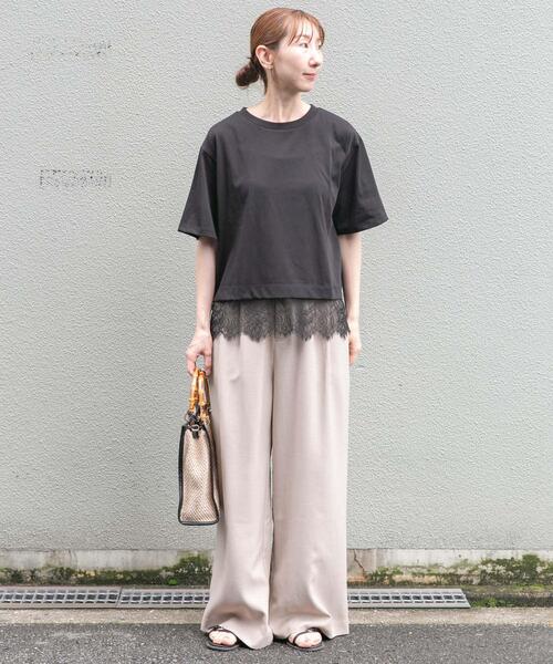 ITEMS URBANRESEARCH(アイテムズ アーバンリサーチ)の「裾レースコンビTシャツ(Tシャツ/カットソー・レディース・ホワイト/ブラウン/ブラック/チャコールグレー・FREE)」の19枚目の写真