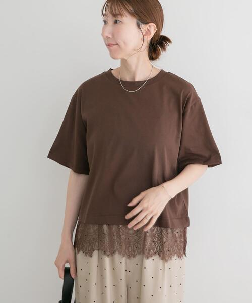 ITEMS URBANRESEARCH(アイテムズ アーバンリサーチ)の「裾レースコンビTシャツ(Tシャツ/カットソー・レディース・ホワイト/ブラウン/ブラック/チャコールグレー・FREE)」の12枚目の写真