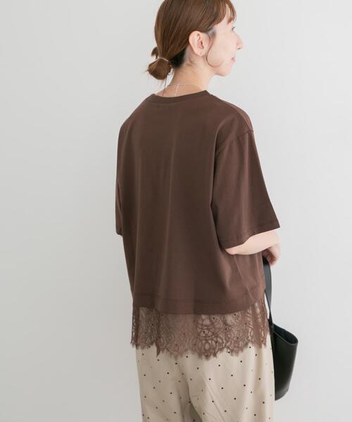 ITEMS URBANRESEARCH(アイテムズ アーバンリサーチ)の「裾レースコンビTシャツ(Tシャツ/カットソー・レディース・ホワイト/ブラウン/ブラック/チャコールグレー・FREE)」の10枚目の写真