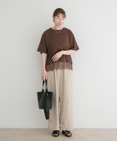 ITEMS URBANRESEARCH(アイテムズ アーバンリサーチ)の「裾レースコンビTシャツ(Tシャツ/カットソー・レディース・ホワイト/ブラウン/ブラック/チャコールグレー・FREE)」の9枚目の写真