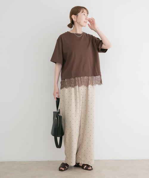 ITEMS URBANRESEARCH(アイテムズ アーバンリサーチ)の「裾レースコンビTシャツ(Tシャツ/カットソー・レディース・ホワイト/ブラウン/ブラック/チャコールグレー・FREE)」の8枚目の写真