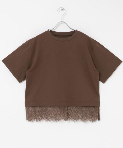 ITEMS URBANRESEARCH(アイテムズ アーバンリサーチ)の「裾レースコンビTシャツ(Tシャツ/カットソー・レディース・ホワイト/ブラウン/ブラック/チャコールグレー・FREE)」の7枚目の写真