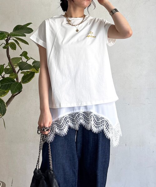 un dix cors(アンディコール)の「ドライタッチ胸元ロゴTEE(Tシャツ/カットソー・レディース・グレイッシュベージュ/オフホワイト/チャコールグレー・FREE)」の13枚目の写真