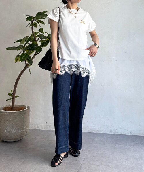 un dix cors(アンディコール)の「ドライタッチ胸元ロゴTEE(Tシャツ/カットソー・レディース・グレイッシュベージュ/オフホワイト/チャコールグレー・FREE)」の15枚目の写真