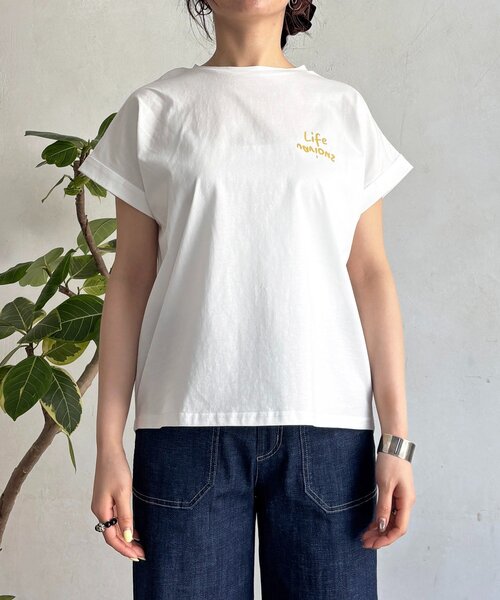 un dix cors(アンディコール)の「ドライタッチ胸元ロゴTEE(Tシャツ/カットソー・レディース・グレイッシュベージュ/オフホワイト/チャコールグレー・FREE)」の19枚目の写真