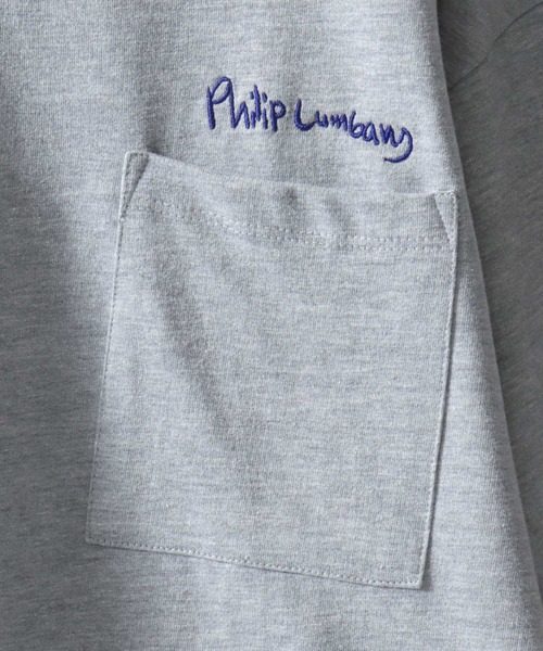 Philip Lumbang（フィリップランバン）の「Philip Lumbang/フィリップ・ランバン オーバーサイズ ポケット ワンポイント刺繍 ミニ裏毛 半袖Tシャツ スウェットTシャツ レディース メンズ（Tシャツ/カットソー・メンズ・ブラック/グレー/ネイビー/ホワイト・XL/L/M）」の11枚目の写真