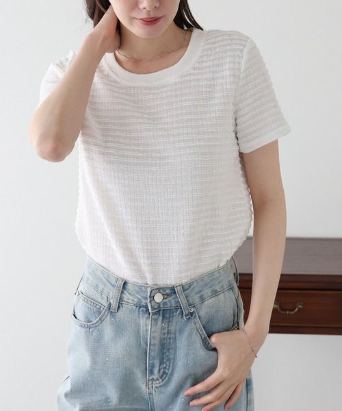 BLUEEAST(ブルーイースト)の「ボーダージャガードカットソー(Tシャツ/カットソー・レディース・ブルー/ホワイト/ピンク・MEDIUM)」の10枚目の写真