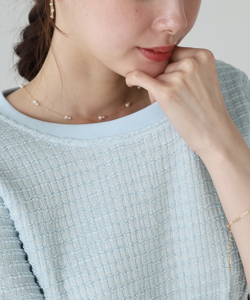 BLUEEAST(ブルーイースト)の「ボーダージャガードカットソー(Tシャツ/カットソー・レディース・ブルー/ホワイト/ピンク・MEDIUM)」の5枚目の写真