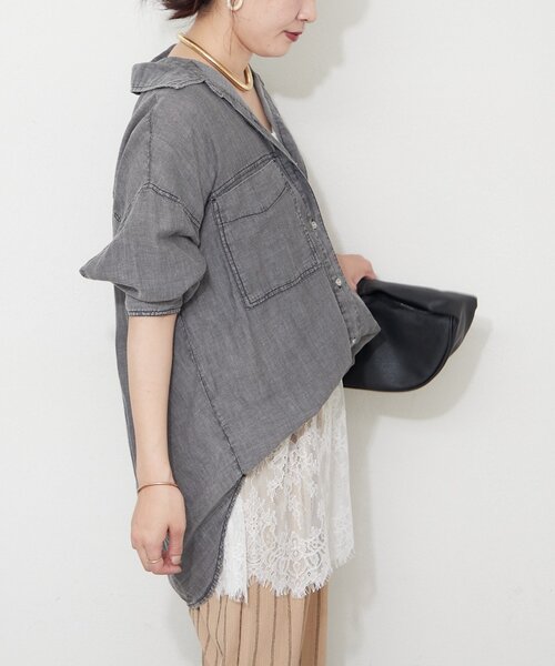 Remind me and forever(リマインドミーアンドフォーエバー)の「【夏も着れる】2WAYシアーデニムシャツ(シャツ/ブラウス・レディース・スミクロ/ケミカルウォッシュ/サックスブルー・FREE)」の21枚目の写真