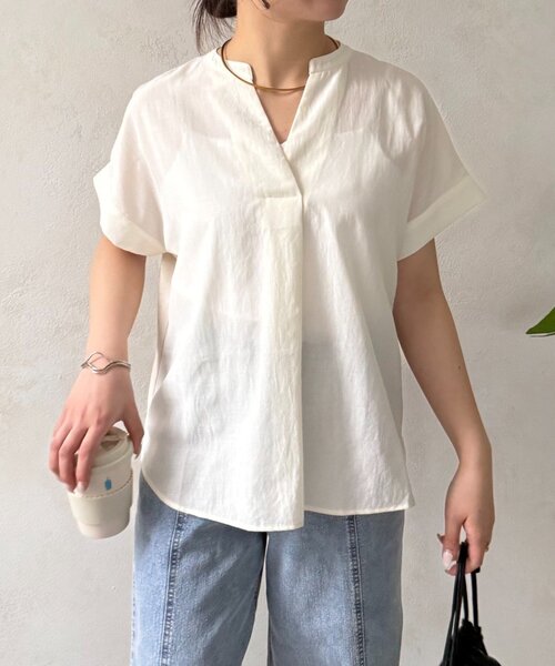 Jena espace merveilleux(ジェナ エスパスメルヴェイユ)の「フロントタックシアーブラウス(シャツ/ブラウス・レディース・ミント/チャコールグレー/アイボリー・FREE)」の6枚目の写真