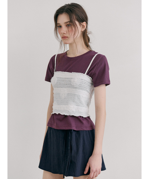 ETMON(エトモン)の「Flower String Sleeveless Blouse, White(Tシャツ/カットソー・レディース・その他・F)」の3枚目の写真