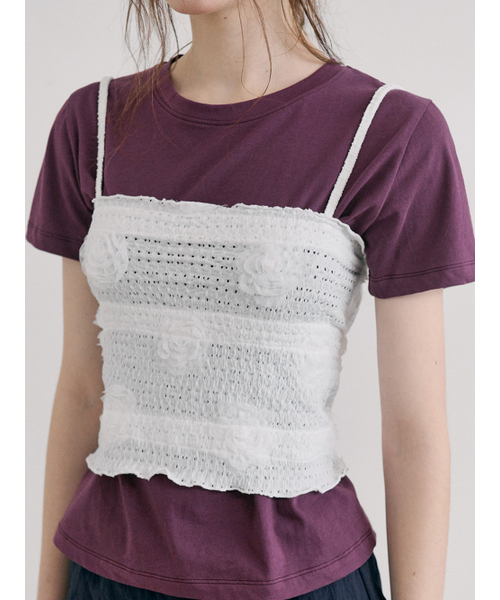 ETMON(エトモン)の「Flower String Sleeveless Blouse, White(Tシャツ/カットソー・レディース・その他・F)」の5枚目の写真