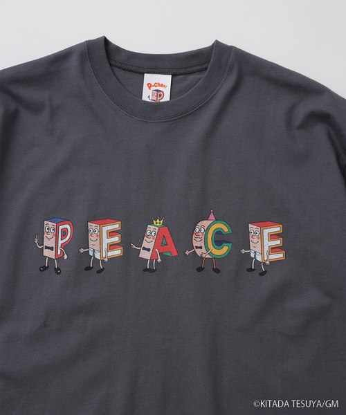 JOURNAL STANDARD relume(ジャーナルスタンダード レリューム)の「Pちゃん / アルファベッツ "PEACE" アルファベット Tシャツ(Tシャツ/カットソー・メンズ・ブラック系その他/ホワイト・LARGE/MEDIUM)」の3枚目の写真