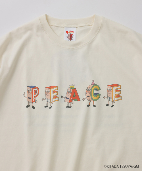 JOURNAL STANDARD relume(ジャーナルスタンダード レリューム)の「Pちゃん / アルファベッツ "PEACE" アルファベット Tシャツ(Tシャツ/カットソー・メンズ・ブラック系その他/ホワイト・LARGE/MEDIUM)」の7枚目の写真