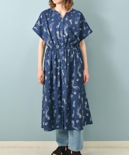 Bleu Bleuet（ブルーブルーエ）の「海の生き物総柄ワンピース（ワンピース・レディース・ネイビー/ブルー・M）」の8枚目の写真