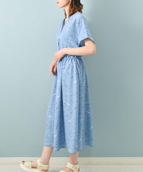 Bleu Bleuet（ブルーブルーエ）の「海の生き物総柄ワンピース（ワンピース・レディース・ネイビー/ブルー・M）」の13枚目の写真
